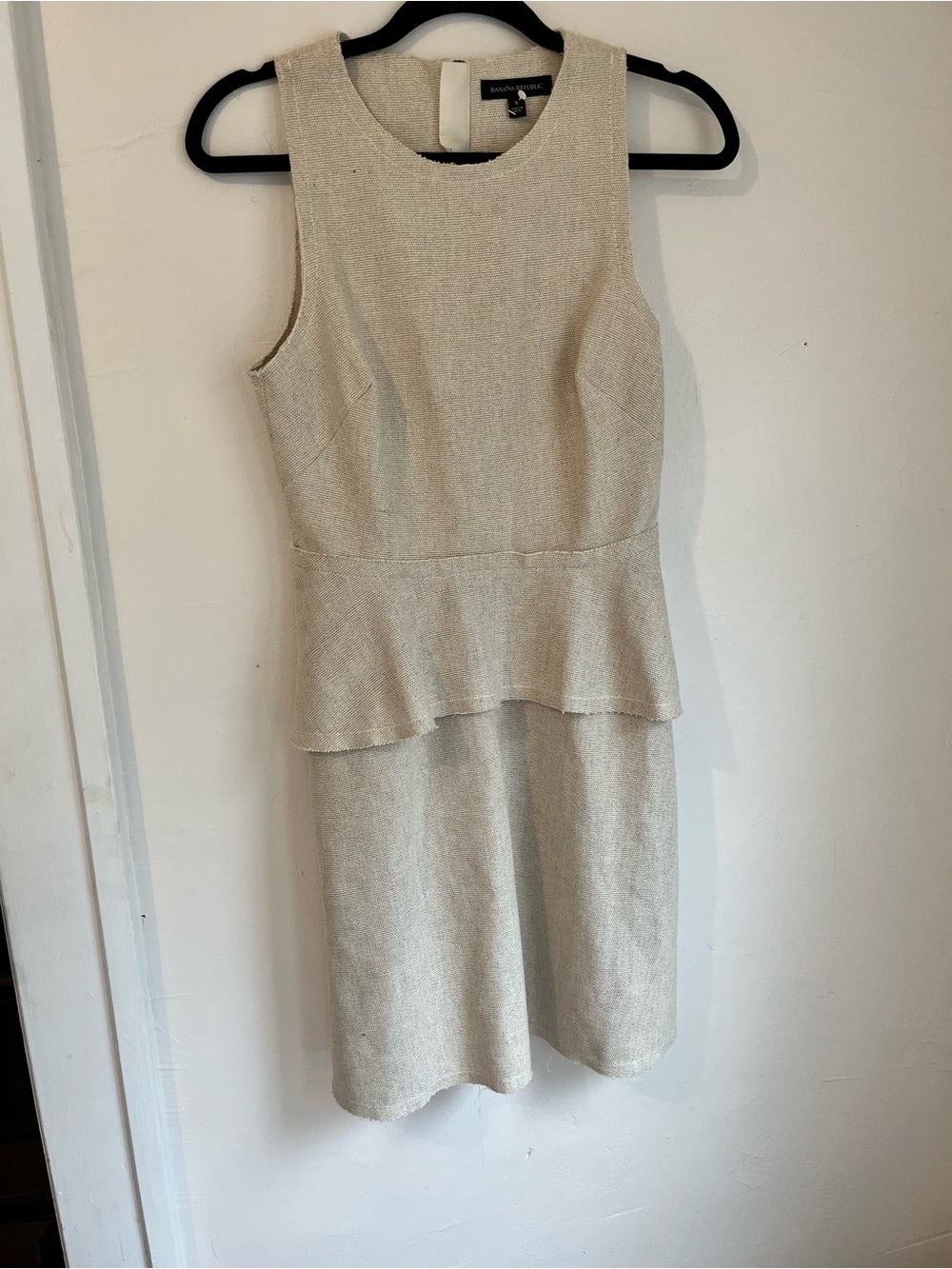 Banana Republic Cream Textured Peplum Midi Dress